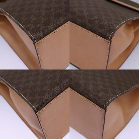 CELINE Macadam Canvas Hand Bag Pvc Leather Brown Gold - Picture 10 of 13